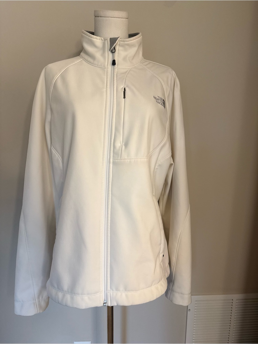 The North Face White Softshell Jacket Full Zip Fleece Lined Women's L Outdoor